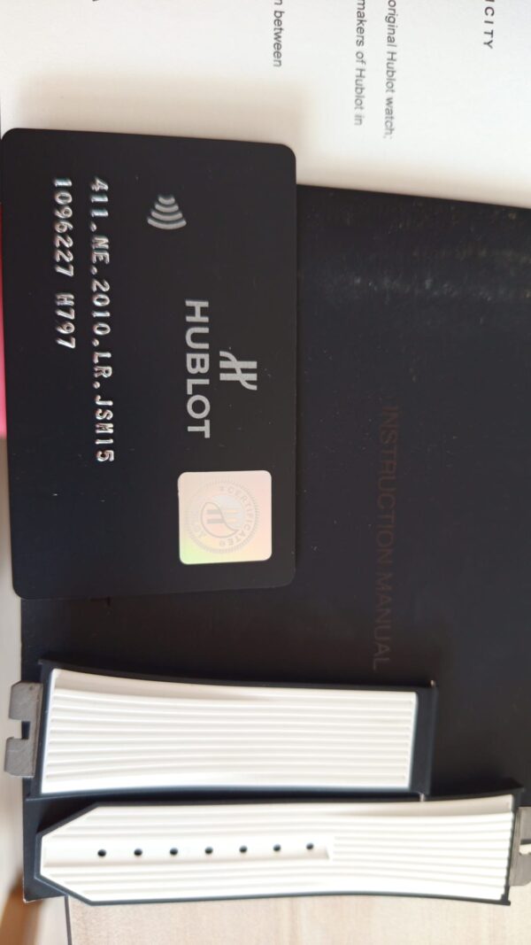 11374 - Hublot 411.NE.2010.LR.JSM15 (2024)- pre-owned conditions with MINOR signs of usage - Card & Box - Image 3