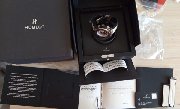 11374 - Hublot 411.NE.2010.LR.JSM15 (2024)- pre-owned conditions with MINOR signs of usage - Card & Box - Image 6