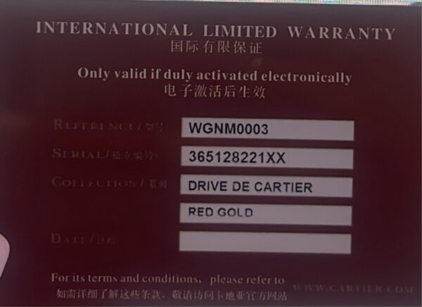 11370 - Cartier WGNM0003 - pre-owned conditions with MINOR signs of usage - With Card - Image 14