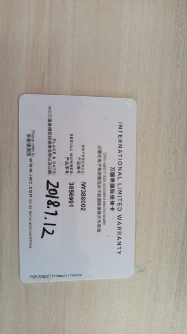 11684 - IWC - IW388002 - pre-owned conditions with MINOR signs of usage - Card & Box - Image 4